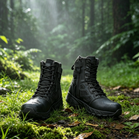 Bottes tactiques d'entraînement en plein air pour hommes, très vendues, imperméables, absorbant les chocs, en cuir pleine fleur avec fermeture éclair YKK