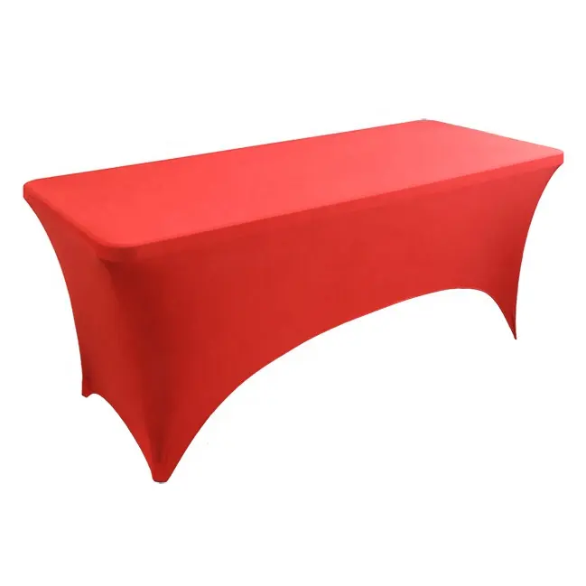 modern 4ft 5ft 6ft stretched table cover for home, meeting, wedding, banquet, fitted draped logo trade show spandex table cloth