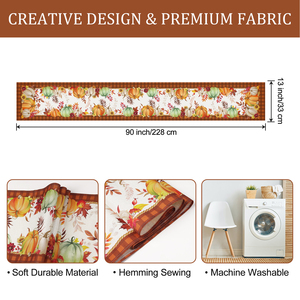 Runner da Tavola Autunnale con Zucche Arancioni 13x72 Pollici 13x90 Pollici, Decorazione per Tavolo da <span class=keywords><strong>Cucina</strong></span> con Foglie d'Acero e Fiori per il Ringraziamento - Product Image 6