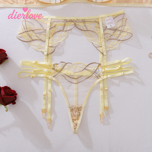 Dierlove Vente en gros de vêtements pour femmes, lingerie sexy en dentelle et résille, couleur unie, avec fente ouverte, lingerie érotique séduisante pour femmes - Product Image 5