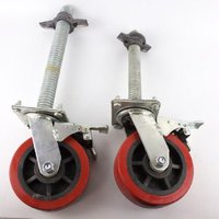 Roue pivotante industrielle robuste de 6/8 pouces pour échafaudage, base réglable en acier Q235, polyuréthane, double verrouillage, haute performance