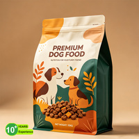 Sachet alimentaire pour animaux de compagnie à fond plat avec fermeture éclair, imprimé sur mesure, écologique, à huit soudures latérales, pour fournitures pour animaux