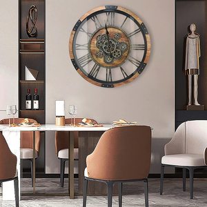 Đồng hồ treo tường với bánh răng chuyển động công nghiệp lớn steampunk trang trí nội thất chữ số La Mã Đồng hồ treo tường cho phòng khách trang trí nội thất - Product Image 4