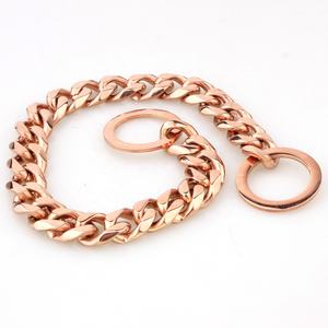 Setelan kecil anak anjing Pitbull kalung rantai anjing Royal Choke emas mawar kerah rantai anjing tugas berat - Product Image 3