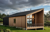 Villa préfabriquée à un étage de 1421 pieds carrés, maison de vacances moderne à ossature légère en acier avec grande terrasse