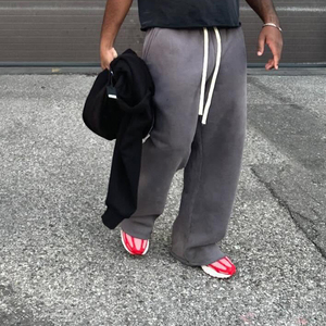 Produttore di <span class=keywords><strong>pantaloni</strong></span> della tuta in cotone spugna Vintage larghi larghi <span class=keywords><strong>con</strong></span> bottone laterale svasato <span class=keywords><strong>pantaloni</strong></span> della tuta per lavaggio acido da uomo - Product Image 2