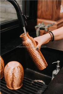 New Design Copper Hammered Water Bottle BPA-Free Handmade Enamel Printed Sport <b>Drinkware</b> for Travel Direct Advantage - Product Image 2