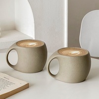 Tasses à café en céramique grises personnalisées en gros avec logo, verres à expresso et à latte faits à la main, personnalisés