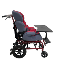 Fauteuil roulant manuel pliable CA865 certifié CE, siège rembourré doux, ceinture de sécurité spéciale pour enfants, plateau repas, roue anti-basculement