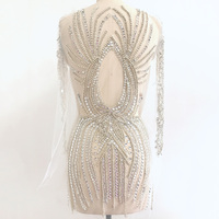 Applique de corsage en strass entièrement recouvert de strass, fait main, à coudre, pour costumes de carnaval, robe de mariée