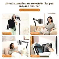 Support de téléphone portable et tablette métallique pour lit, avec bras télescopique articulé, réglable en hauteur et orientable, rétractable, pour diffusion en direct