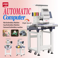 Machine à broder plate automatique à tête unique, vitesse 1200 tr/min, fonctionnement informatisé, état neuf, 12/15 aiguilles pour usage domestique