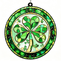 Cadeaux pour la Saint-Patrick pour femmes et hommes, attrape-soleil en verre avec trèfle irlandais, décoration suspendue pour la maison, décoration de fête