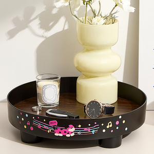 Runder Aromatherapie-Schlüssel Multifunktions-Kosmetik-<span class=keywords><strong>Organizer</strong></span> für Tisch veranda Parfüm Schwarze Tabletts Kreis Sockelst änder - Product Image 3