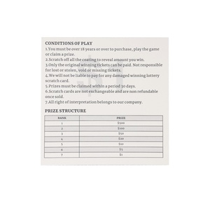 Wholesale Discount Scratch Off Supplier Digital Printing Winning Scratch Off Custom Lottery <b>Tickets</b> - Product Image 3