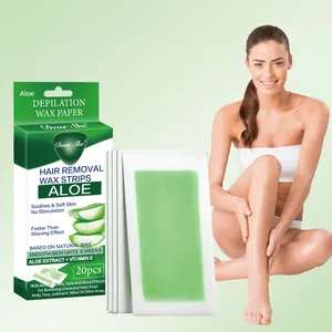 Eigenmarke Dear She Natural Aloe vera neue Verpackung Dreschwachsstreifen Haarentfernung Vliesstoff-Dreschpapier Kaltwachsstreifen