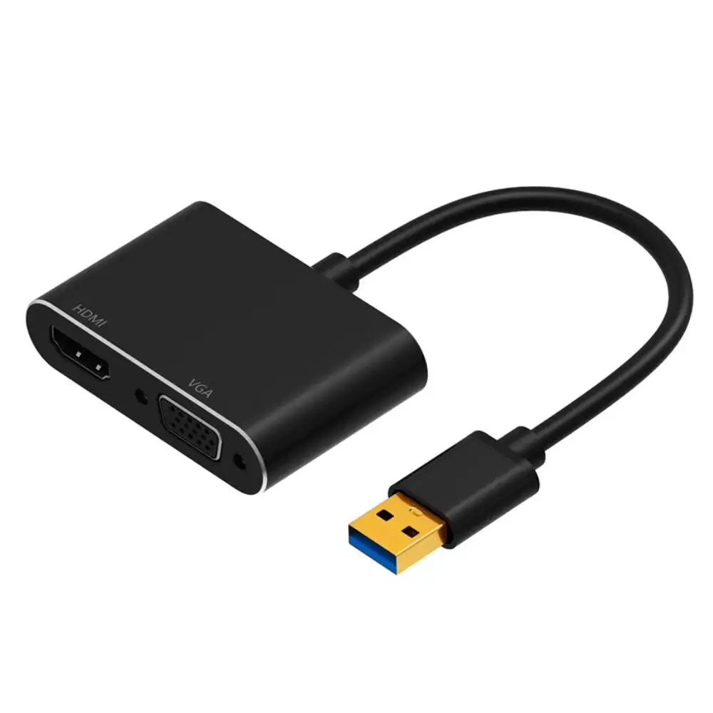 USB 3.0 إلى HDM مهايئ VGA كابل USB3.0 متعدد المنافذ الانتاج المزدوج عرض 1080P الصوت تحويل الفيديو