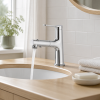 Robinet de lavabo extractible en alliage de zinc de qualité supérieure, trois modes d'eau, pour salle de bain - Vente en gros