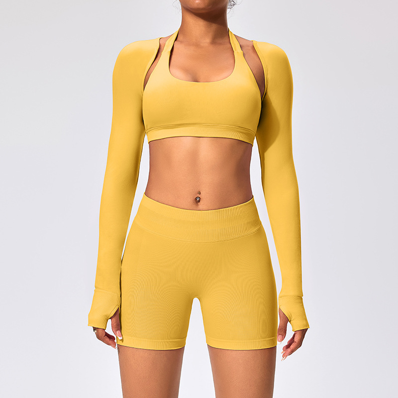 Peach Ice Cream Shorts Shawl Bra Three-Piece Set