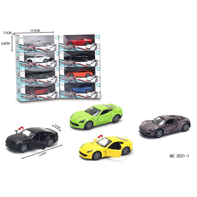 2023 Hot Selling Racing Style Diecast Car Toy Metal Car Model for Kids OEM Box Pullback Car