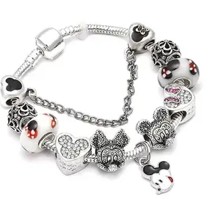 Çocuk bileklik akıllı bilezik mickey çocuklar charms bilezik yapımı takı için