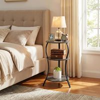 Table d'appoint, petite table d'appoint, table de chevet haute pour salon, chambre, bureau, salle de bain, marron rustique et noir classique
