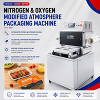 Machine d'emballage sous atmosphère modifiée entièrement automatique pour la conservation des aliments et des boissons, remplissage de nitrogène et d'oxygène haute précision