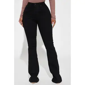 Harper Sculpting Stretch Flare Jeans - Black Booty Shaping Jeans Fábrica al por mayor Fabricación Jeans colombianos