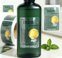 Autocollants transparents en plastique adhésifs imperméables imprimés en couleur personnalisée avec logo clair, durables, pour les étiquettes de bouteilles de cosmétiques et de shampooings