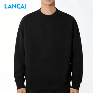 Lancai High Quality Pullover Cotton <b>Plain</b> Dyed Custom White Crewneck <b>Sweatshirt</b> Men Custom Women's Men's Hoodies & <b>Sweatshirts</b> - Product Image 1