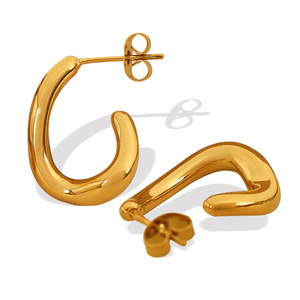 Geometric Minimalist C-Shaped Hoop Earrings 18K Gold Plated <b>Titanium</b> Steel Trendy Fashion Jewelry - Product Image 5