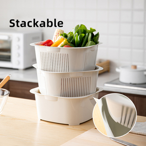 SHIMOYAMA Dual-Use <strong>White</strong> Draining &amp; Drenching <strong>Basket</strong> <strong>Wash</strong> Sieve Vegetable Set for Kitchen &amp; Living Room Storage <strong>Baskets</strong> - Product Image 4