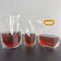 Sac à boisson réutilisable en PP transparent et durable, avec poignée Flexiloop, pour jus liquide, 100ml/150ml/200ml/300ml, emballage pour boissons