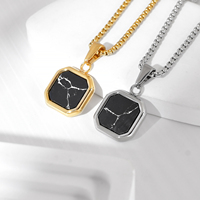 Pendentif géométrique en forme de diamant Collier en acier inoxydable noir huile turquoise carré rectangle pour hommes femmes