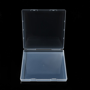 <b>Plastic</b> Storage <b>Box</b> 18.5Cm Square Flat Transparent Cover Office Organizer Parts Container 1.7Cm Depth - Product Image 1