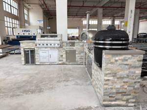 Isla de Barbacoa en Forma de L, Parrilla de Gas de 43 Pulgadas, Enfriador de 70L, Plancha de 29 Pulgadas, Fregadero de 30L, Ahumador de Barbacoa, Horno de Pizza, Cocina Exterior - Product Image 4