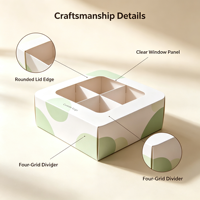 Boîte à fenêtre personnalisée en papier blanc pour 4 gobelets avec séparateurs, accepte les commandes d'échantillons, boîte recyclable pour l'emballage de cupcakes