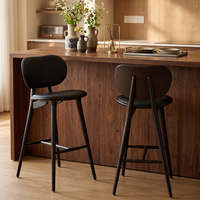 Tabouret de bar en bois de frêne massif, rembourré de qualité supérieure, chaise haute en bois dur naturel pour comptoir, idéal pour les projets de boutiques de bijoux et salles d'exposition
