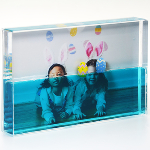 Marco de fotos acrílico flotante 3D con estrella de mar líquida azul 4x6 para interior de barco, venta al por mayor - Product Image 6