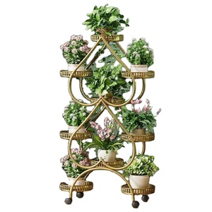 Cadre de décoration de plantes d'intérieur moderne de haute qualité avec support de pots de fleurs en métal mobiles multicouches pour la maison ou le jardin - Product Image 1