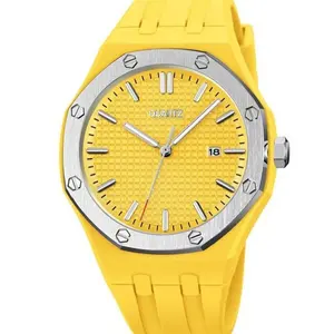 売れ筋高級メンズシリコンクラシックオリジナルクォーツOemブランド腕時計カスタムロゴイエロークォーツフェイス