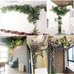 ต้นไม้ประดิษฐ์ตกแต่งผนังลายเถาวัลย์เปอร์เซียสีเขียว สำหรับตกแต่งห้องนั่งเล่นในร่ม ระเบียงบ้าน แบบหวาย 5 กิ่ง - Product Image 4