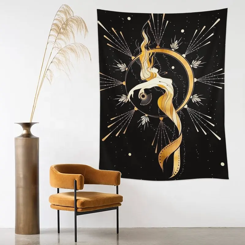 Divine Feminine Tarot Wall Hanging Tapestries defence Against the Dark Sun Moon Stars Art Decor Tapestry for bedroom