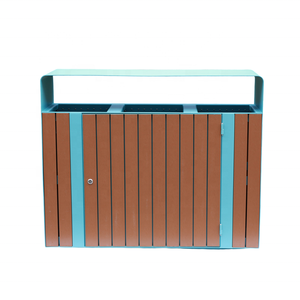 Poubelle de tri des déchets 3-en-1 en bois pour extérieur, pour rues, parcs, municipalités, poubelle publique de recyclage, bac à déchets, poubelle à ordures - Product Image 3