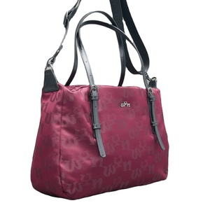 Bolso tote con monograma color rojo vino, bolso de hombro de nailon de gran capacidad, correa cruzada extraíble, bolso informal para el trabajo, viajes, uso diario - Product Image 3