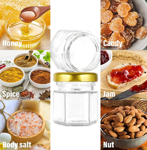 Nguồn Nhà Máy Bán Buôn 45Ml/1.5Oz Ủng Hộ Đảng Ủng Hộ Đảng Lọ Thủy Tinh Hình Lục Giác Mini Mật Ong Jar Với Nắp Vàng - Product Image 4