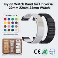 Bracelet en nylon tressé 20 mm 22 mm 26 mm universel, souple et respirant, compatible avec toutes les montres intelligentes, bracelets pour hommes et femmes