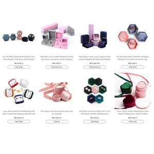 Scatola per Gioielli in Velluto con Cerniera per Matrimonio e Fidanzamento, Espositore e Contenitore per Anelli - Product Image 6