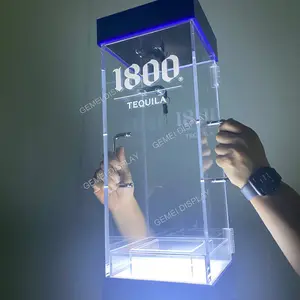 GEMEI Nightclub VIP Table Service Glorifier Presenter LED Bottle Locking Box Glow Lockable Cage Display Case with door and keys