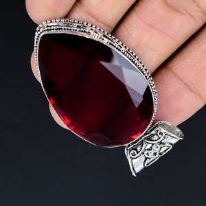 Mozambique Grenat Gemstone Pendentif Grande Taille Gemstone Fine Pendentif Fait à la Main 925 Argent Plaqué Cadeau Fête des Pères - Product Image 5